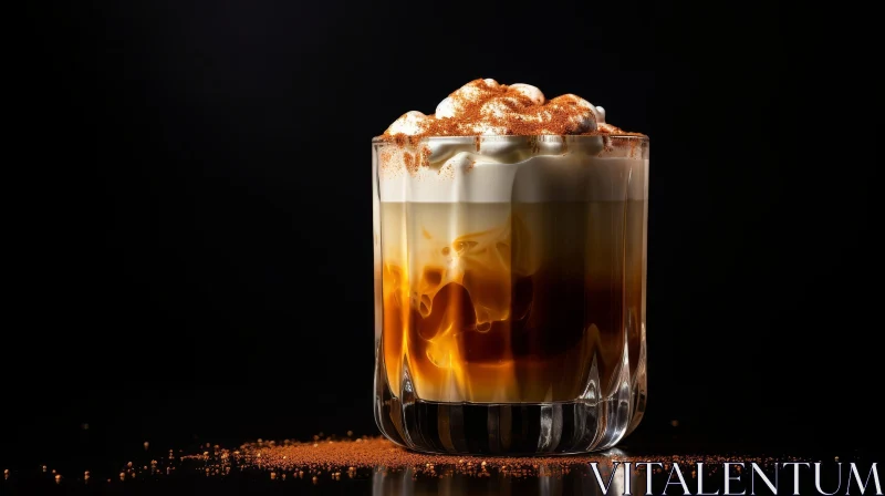 Delicious Coffee Cocktail with Cinnamon-Sugar Rim AI Image