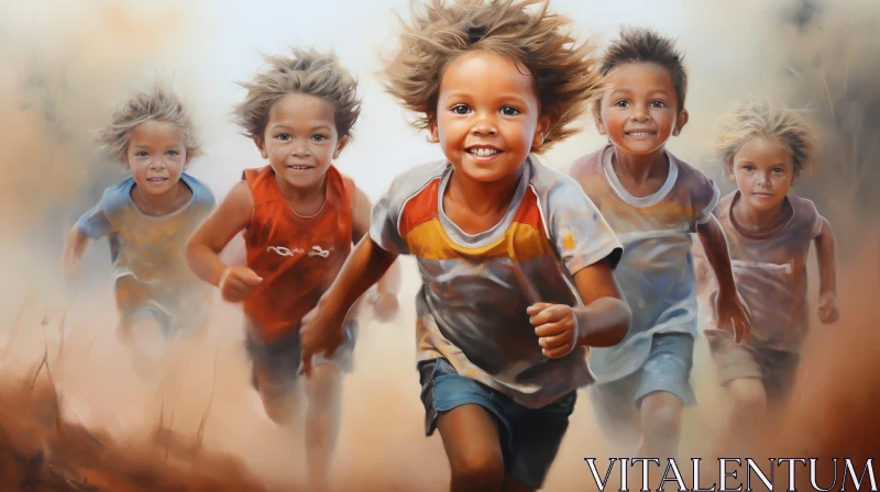 Joyful Children Running - Artwork AI Image