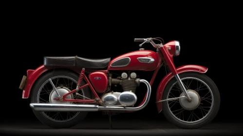 Vintage Red Triumph Motorcycle - 1950s Classic Restored Bike