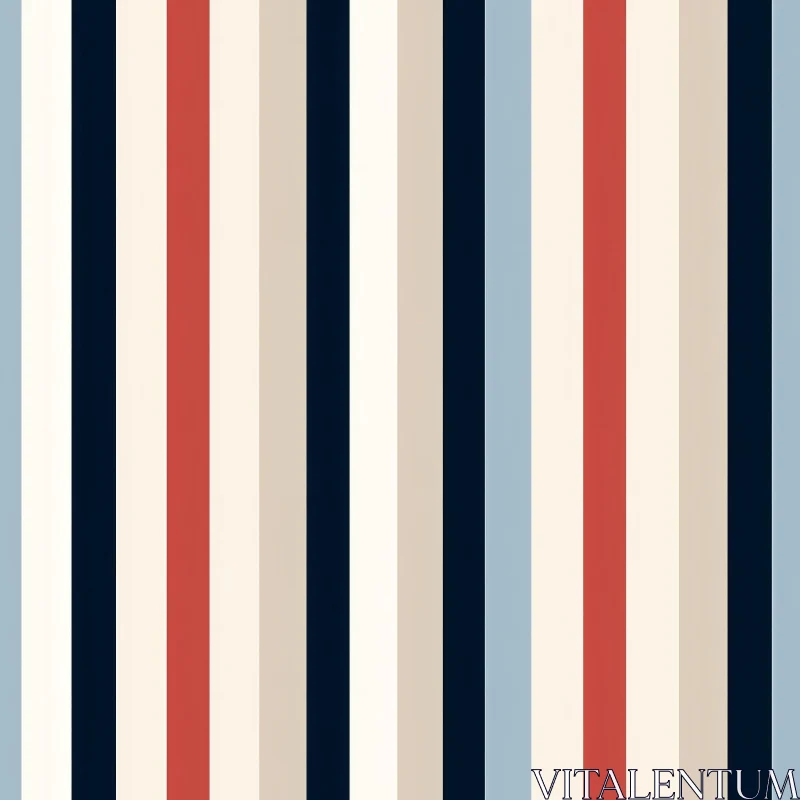 AI ART Classic Vertical Stripes Pattern in Red, Blue, Cream, Navy