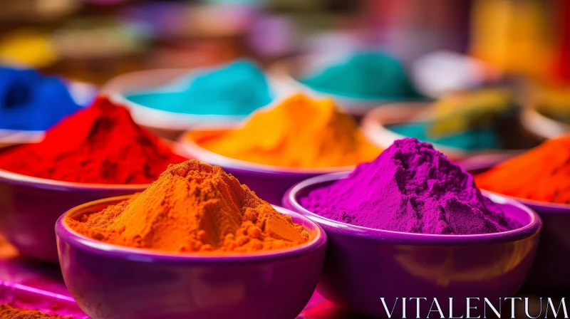 Colorful Powdered Pigments in Artistic Bowls AI Image