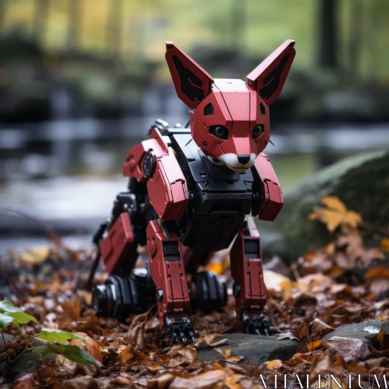 AI ART Cyberpunk Inspired Lego Fox Robot in Autumn Park