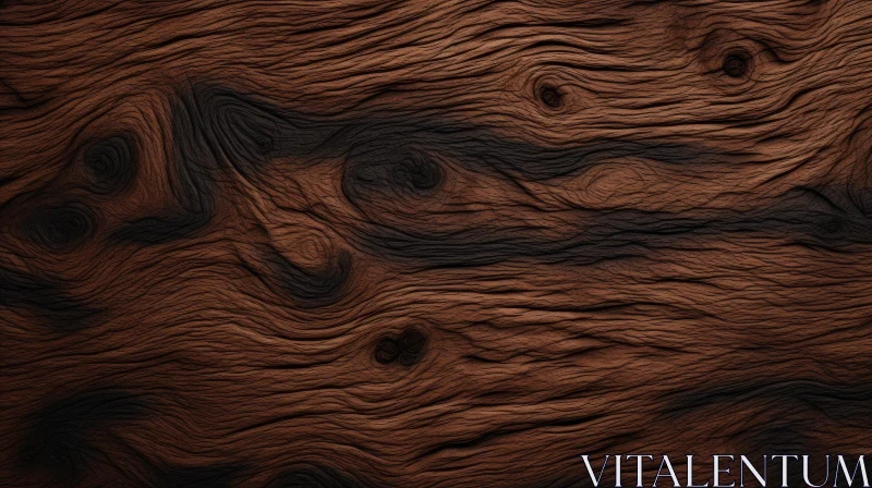 Dark Brown Wooden Surface Texture Close-up AI Image