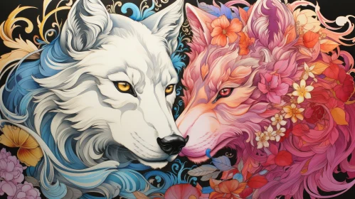 Enchanting Wolves with Floral Patterns