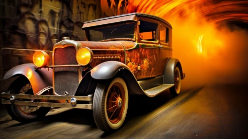 Enigmatic Car in Dark Tunnel