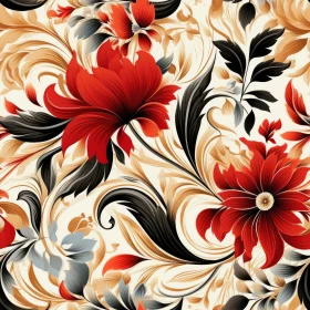 Intricate Floral Pattern on Beige Background