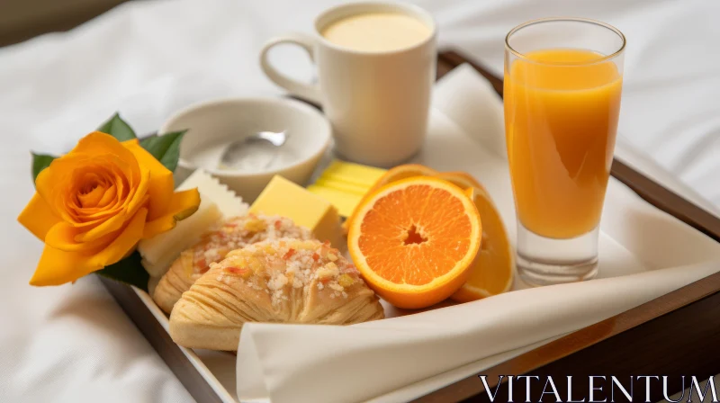 AI ART Leisurely Breakfast Tray in Light Beige and Orange