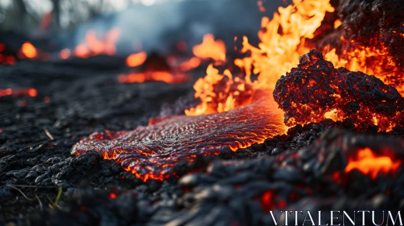 Molten Lava Eruption: A Powerful and Dynamic Natural Phenomenon AI Image