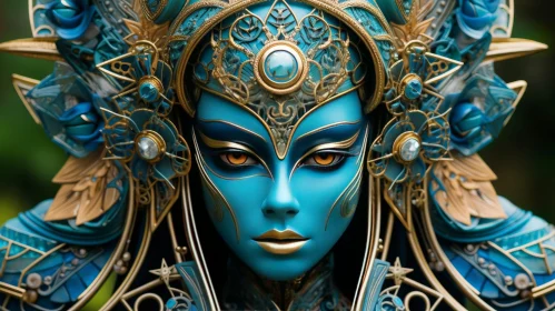 Serene Blue-Skinned Woman Portrait