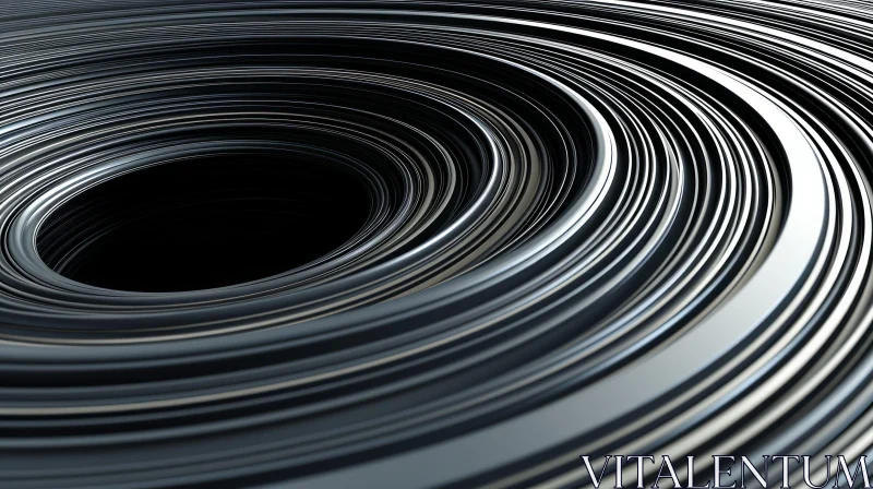 Black and White Concentric Circles - Abstract 3D Spiral Render AI Image