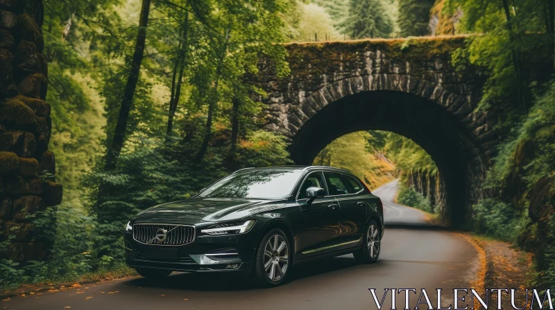AI ART Black Volvo V90 Cross Country Driving Through Forest