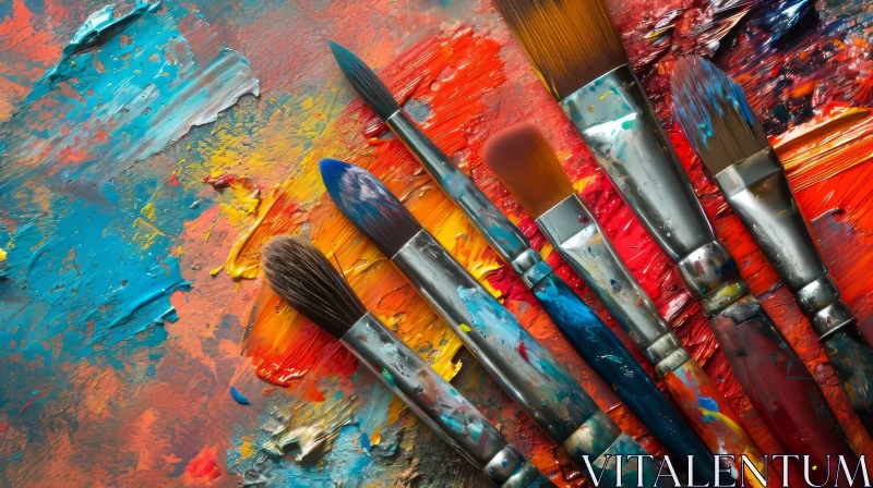 AI ART Colorful Painter's Palette with Vibrant Oil Paint | Abstract Art