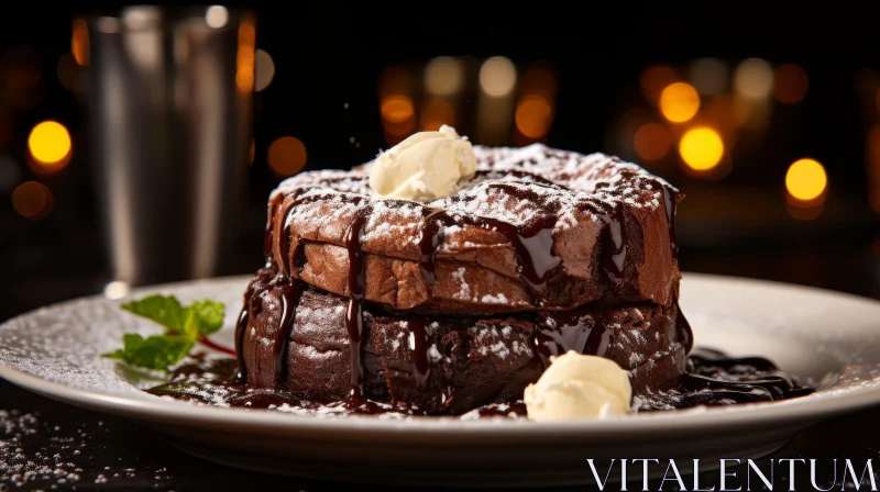 Decadent Chocolate Cake with Vanilla Ice Cream AI Image