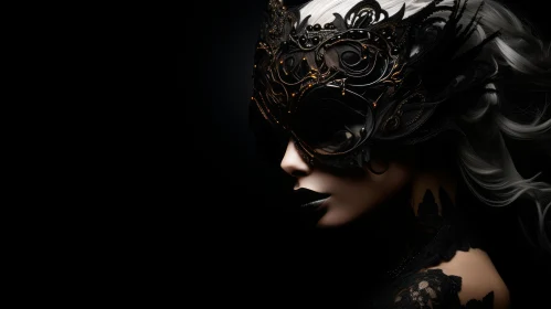 Elegant Woman in Venetian Mask