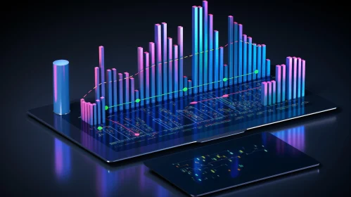Futuristic 3D Graph User Interface - Tablet Data Display
