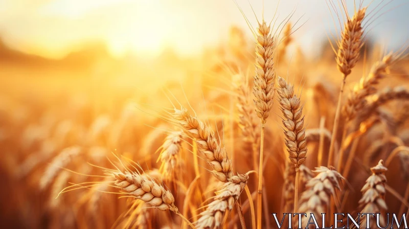 Golden Wheat Field at Sunset - Captivating Nature Image AI Image