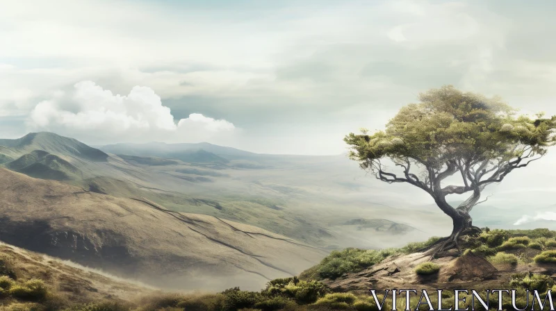 Majestic Mountain Valley Landscape AI Image