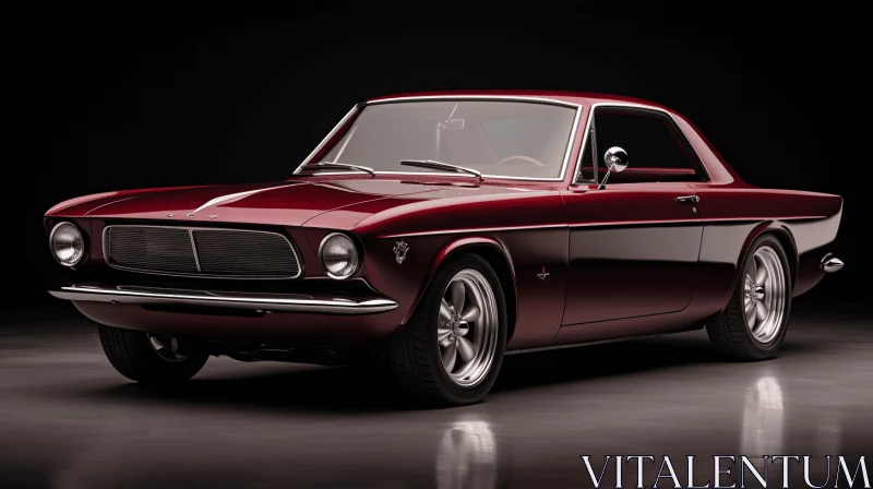 Red Classic Car on Black Background: Realistic and Hyper-Detailed Rendering AI Image
