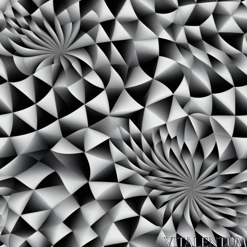 Symmetrical Black and White Geometric Pattern | 3D Effect AI Image