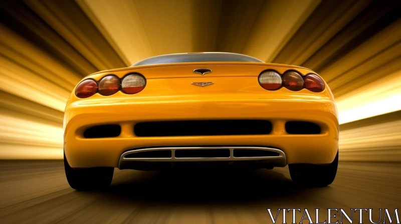 Yellow Sports Car Speeding - Dynamic Motion Capture AI Image