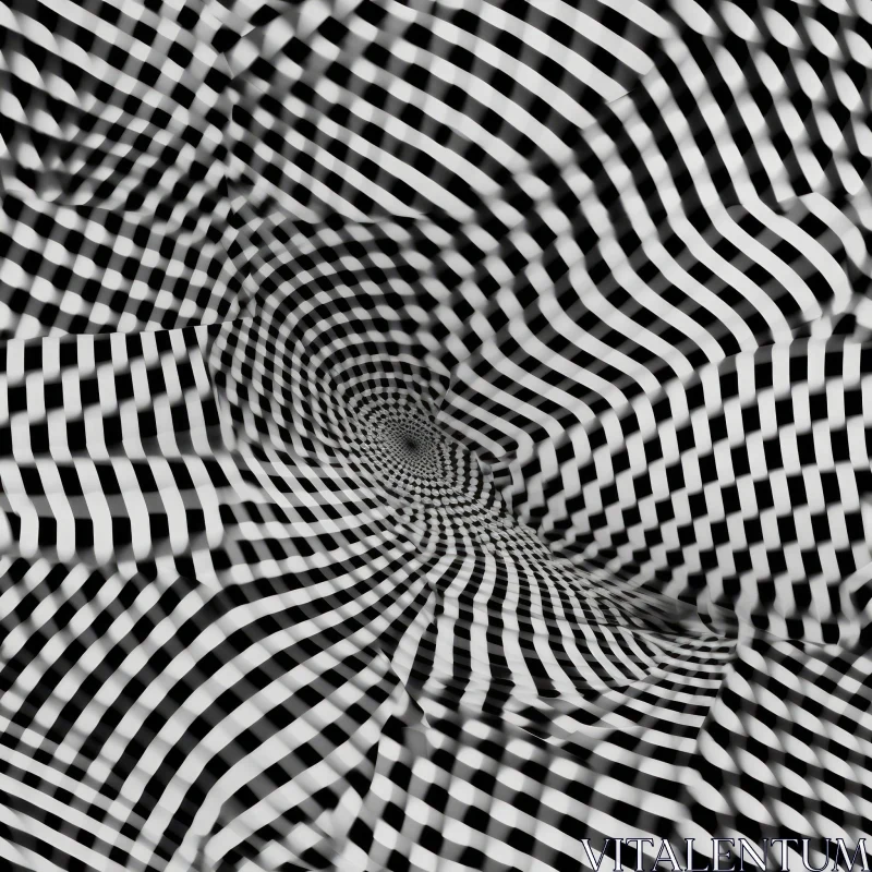 Black and White Optical Illusion Circles AI Image