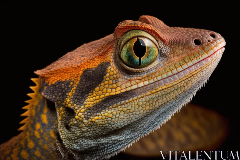 Captivating Orange and Green Lizard on Black Background | National Geographic Style AI Image