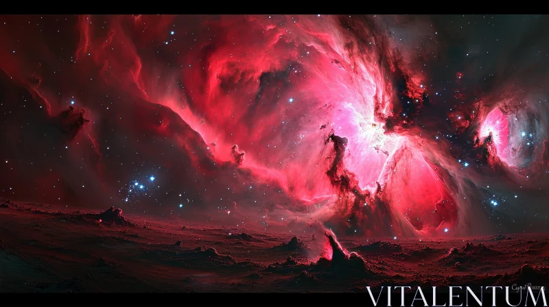 AI ART Captivating Red Nebula in Space: A Serene and Tranquil Image