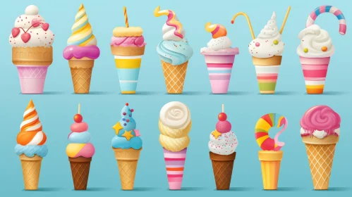 Colorful Ice Cream Illustrations for Children's Books