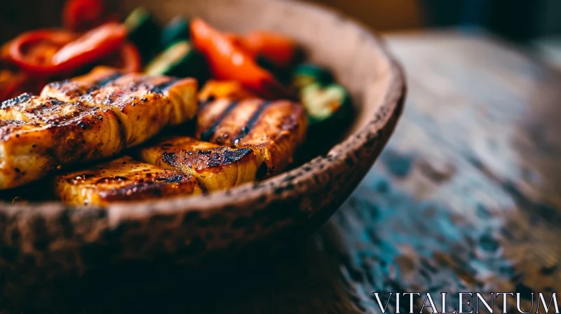 Delicious Grilled Vegetables on Wooden Plate AI Image