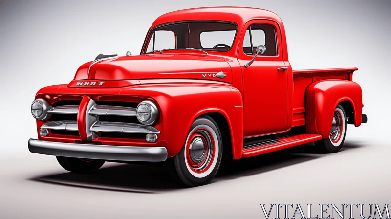 Red Truck Artwork - Realistic and Hyper-Detailed Portrayal AI Image