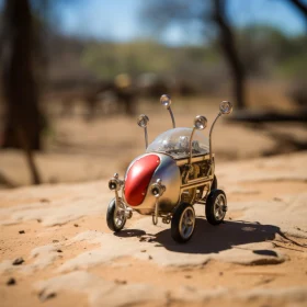 Solarpunk-Inspired Toy Car in a Desert Landscape