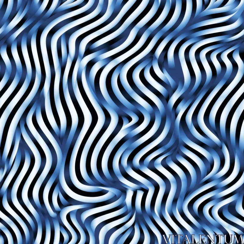 AI ART Blue and White Wavy Abstract Pattern