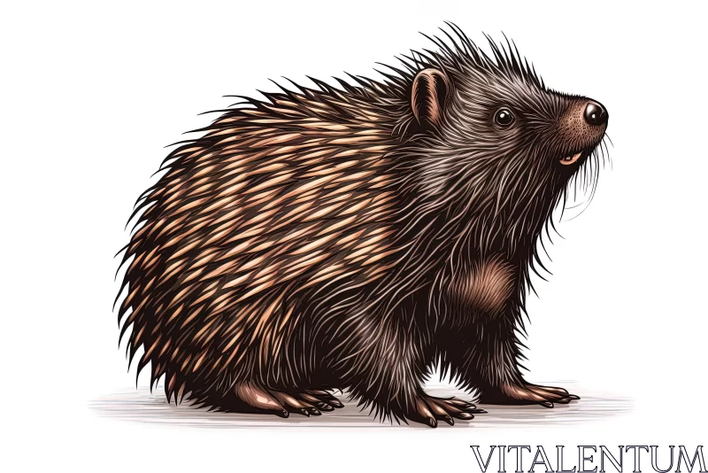 Cute Porcupine in Grass - Richly Detailed Genre Painting Style AI Image