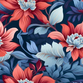 Dark Blue Floral Seamless Pattern