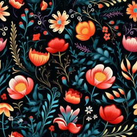 Dark Floral Seamless Pattern - Repeating Design