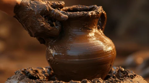Delicate Clay Pottery: Masterful Craftsmanship by a Skilled Potter