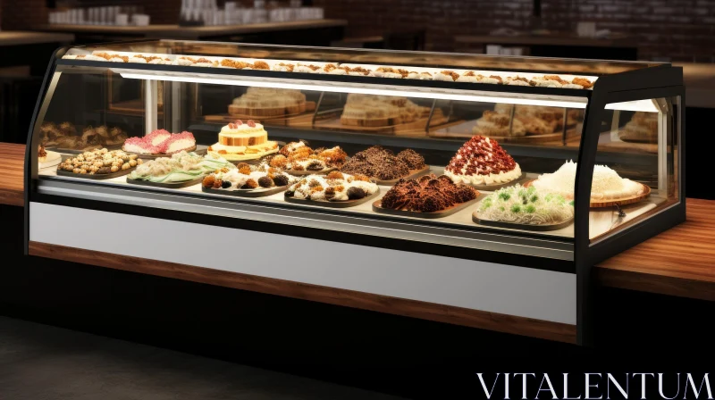 Delicious Bakery Display: Cakes & Pastries AI Image