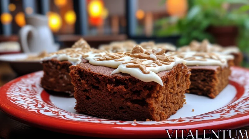 Delicious Gingerbread Cake on Wooden Table AI Image