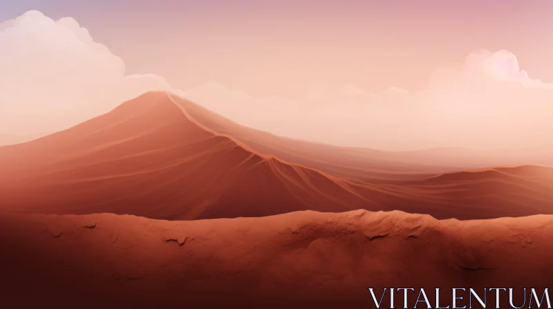 AI ART Desolate Mountain Landscape with Red Sand