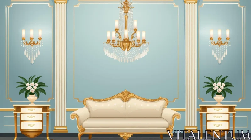AI ART Elegant Luxurious Living Room Design