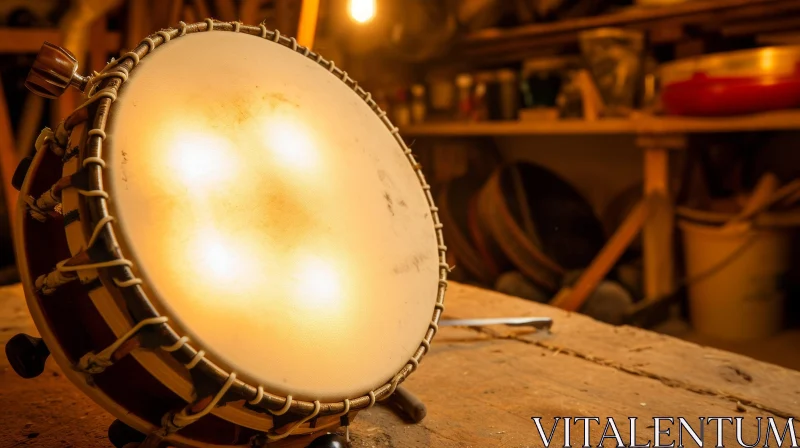 Enchanting Handcrafted Frame Drum with Illumination AI Image