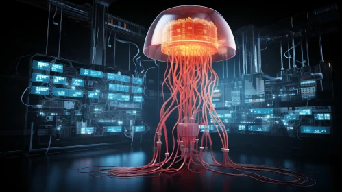 Futuristic Jellyfish Circuit - Harmony of Nature and Technology