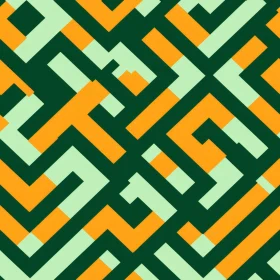 Intricate Geometric Pattern - Orange & Green Design