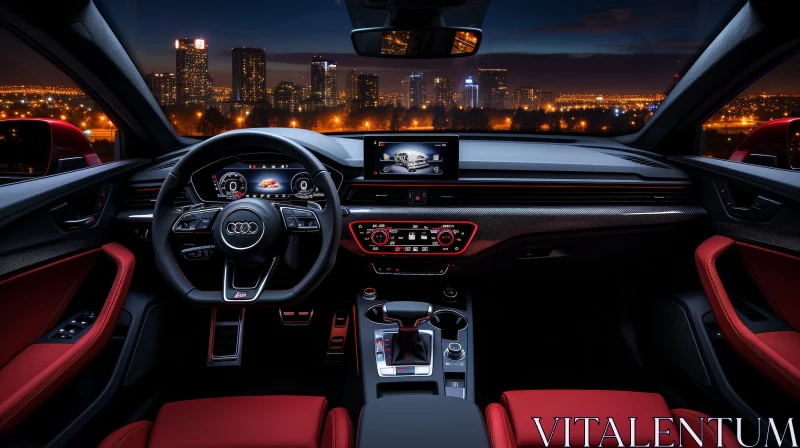 Luxurious Modern Car Interior at Night AI Image