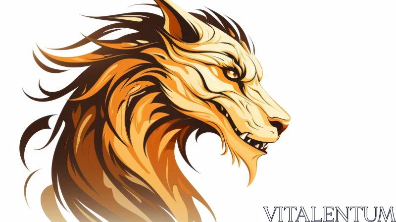 Majestic Lion Profile Digital Painting AI Image