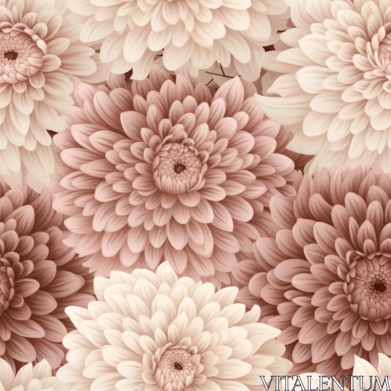 Pink and Cream Dahlia Floral Pattern AI Image