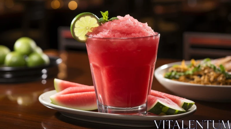 Refreshing Watermelon Slush with Lime and Mint AI Image