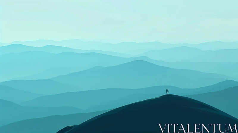 AI ART Serene Mountain Landscape Digital Painting