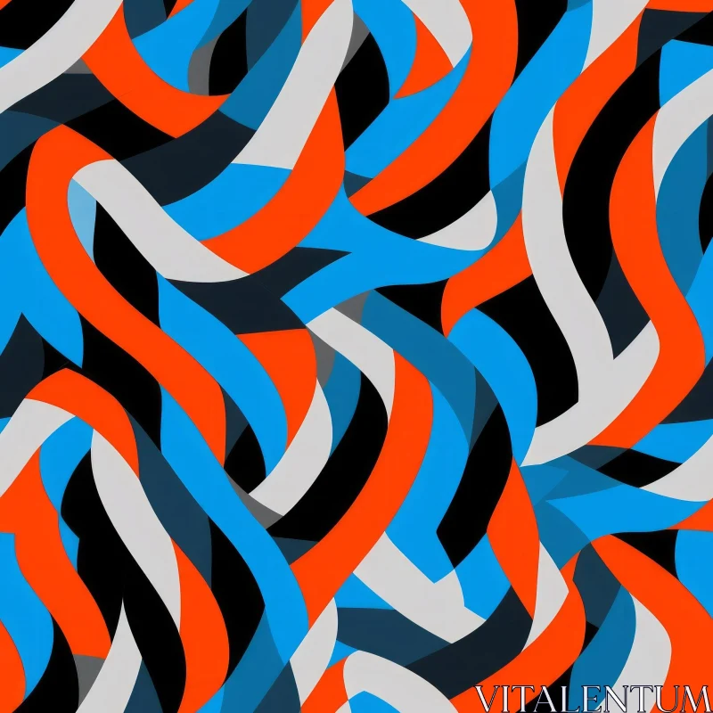 Colorful Abstract Painting with Curved Lines AI Image
