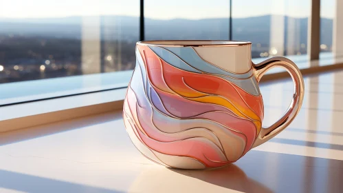 Colorful Ceramic Coffee Mug with City View